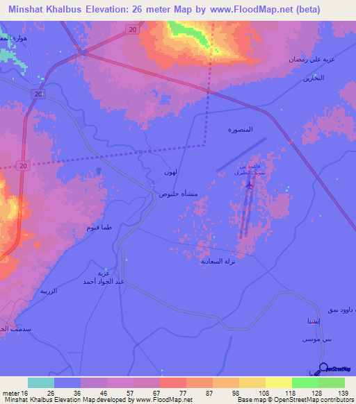 Minshat Khalbus,Egypt Elevation Map