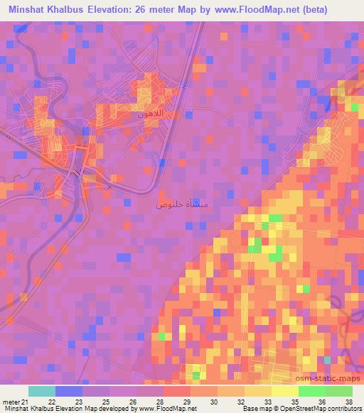 Minshat Khalbus,Egypt Elevation Map