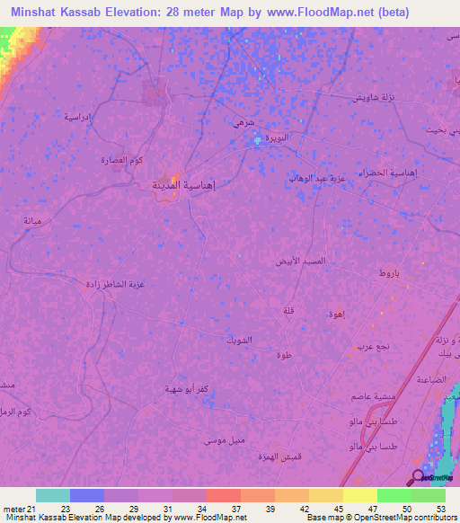 Minshat Kassab,Egypt Elevation Map