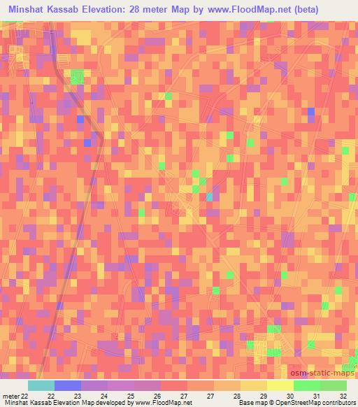 Minshat Kassab,Egypt Elevation Map