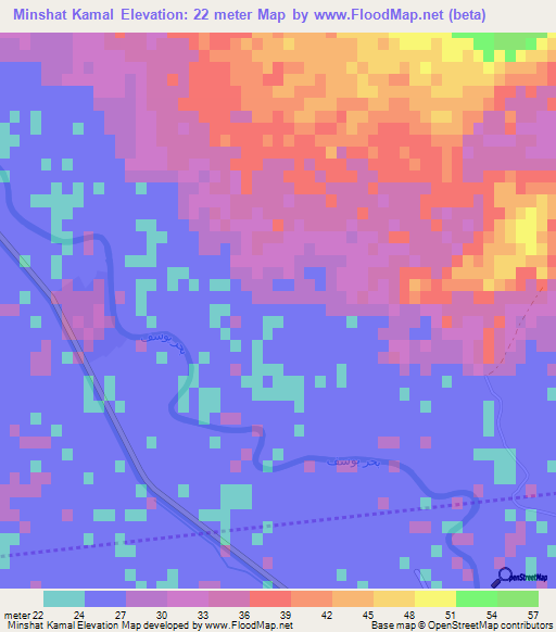 Minshat Kamal,Egypt Elevation Map