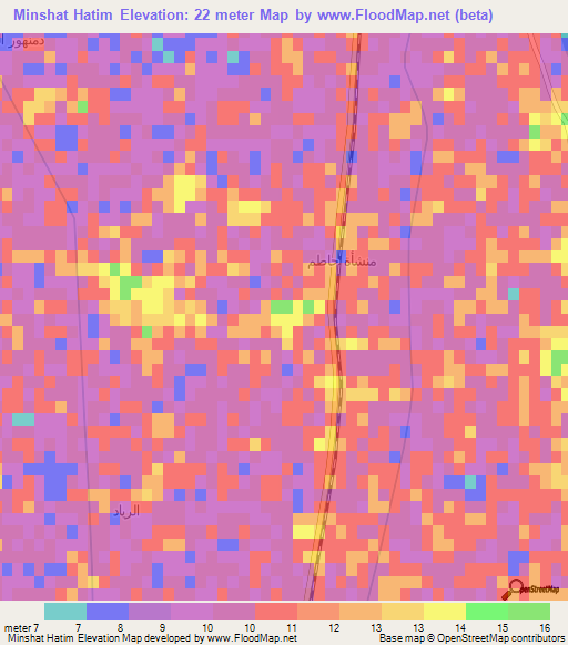 Minshat Hatim,Egypt Elevation Map