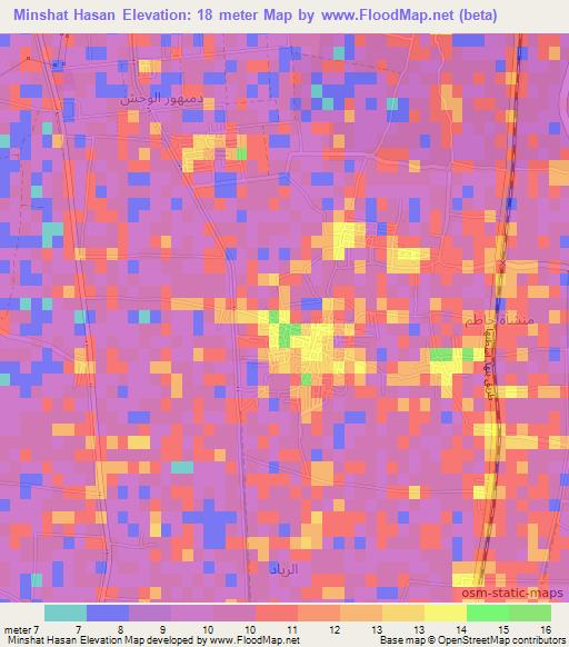 Minshat Hasan,Egypt Elevation Map