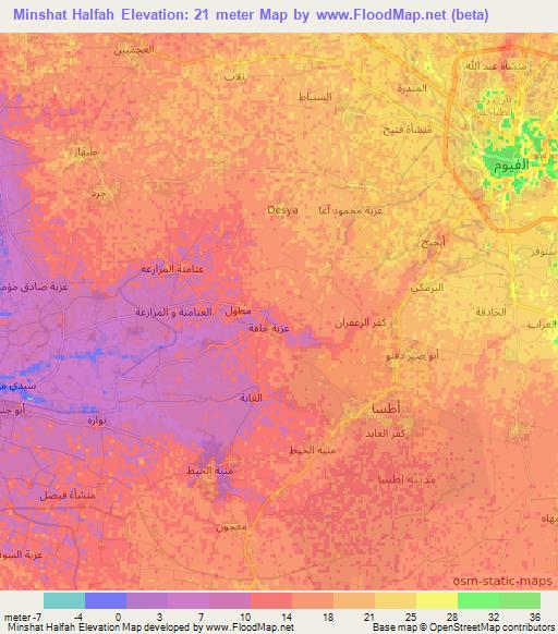 Minshat Halfah,Egypt Elevation Map