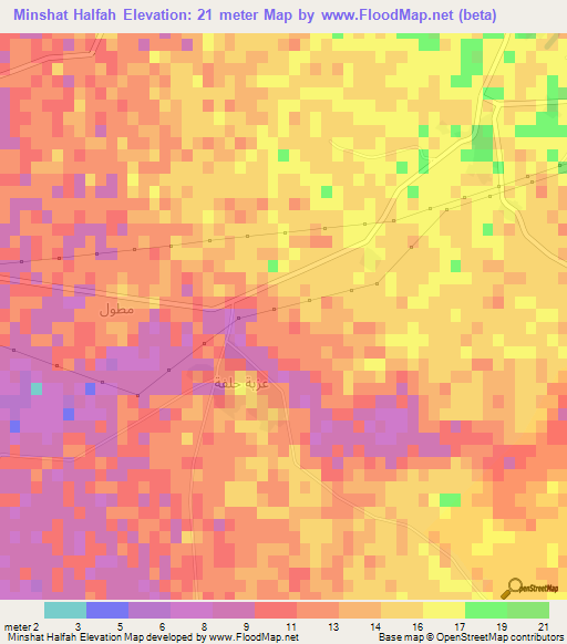 Minshat Halfah,Egypt Elevation Map