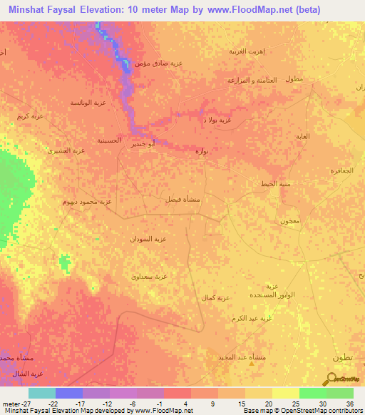 Minshat Faysal,Egypt Elevation Map