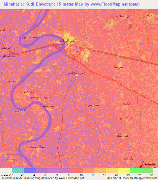 Minshat al Kudi,Egypt Elevation Map