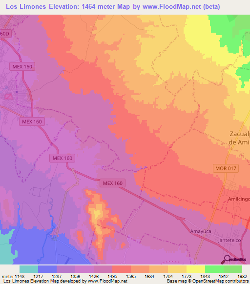 Los Limones,Mexico Elevation Map