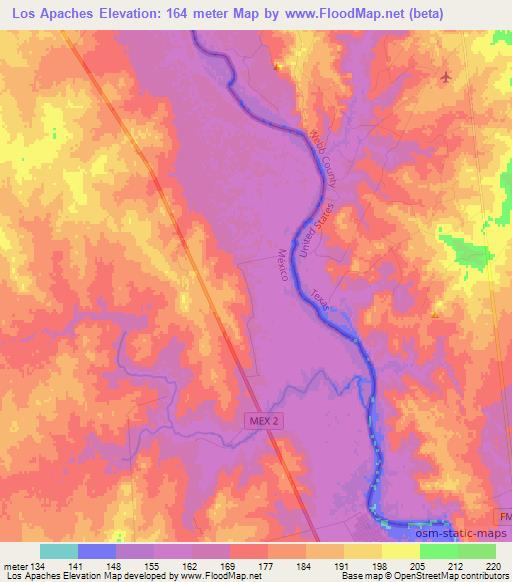 Los Apaches,Mexico Elevation Map