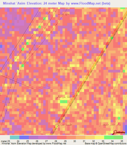 Minshat `Asim,Egypt Elevation Map