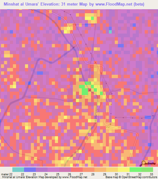 Minshat al Umara',Egypt Elevation Map