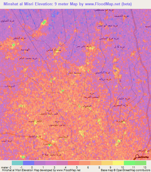 Minshat al Misri,Egypt Elevation Map