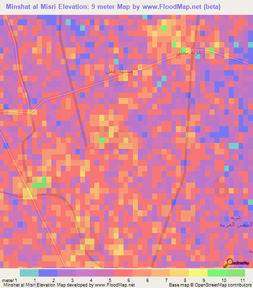 Minshat al Misri,Egypt Elevation Map