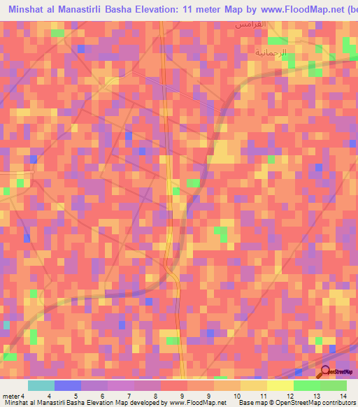 Minshat al Manastirli Basha,Egypt Elevation Map