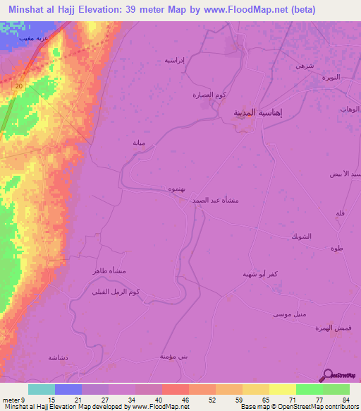 Minshat al Hajj,Egypt Elevation Map