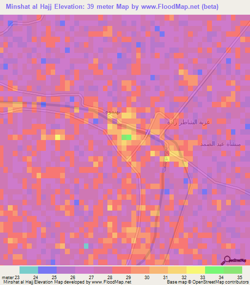 Minshat al Hajj,Egypt Elevation Map