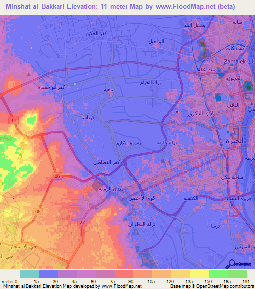 Minshat al Bakkari,Egypt Elevation Map