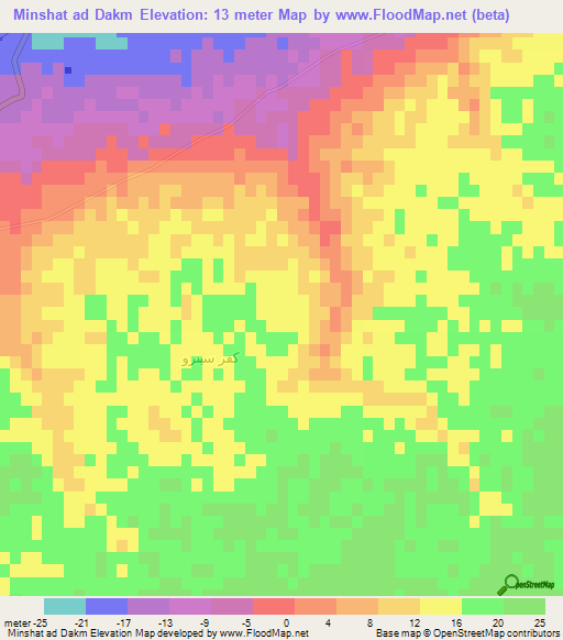 Minshat ad Dakm,Egypt Elevation Map