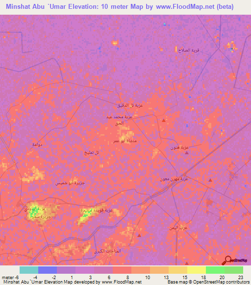 Minshat Abu `Umar,Egypt Elevation Map