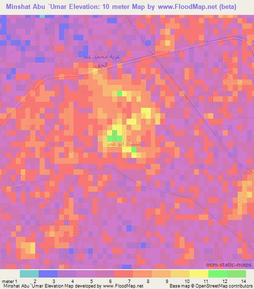 Minshat Abu `Umar,Egypt Elevation Map