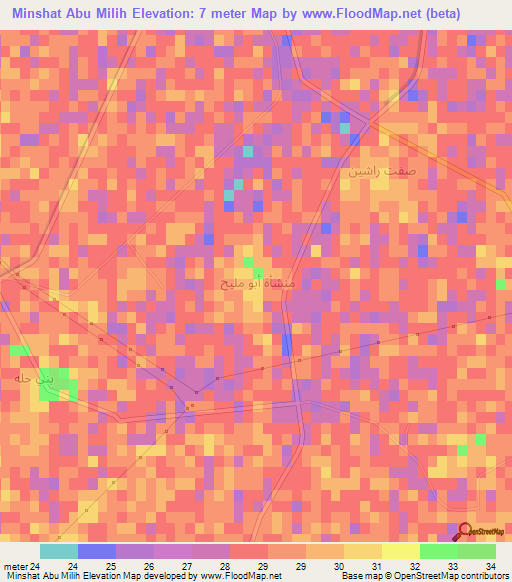 Minshat Abu Milih,Egypt Elevation Map