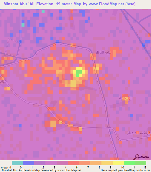 Minshat Abu `Ali,Egypt Elevation Map