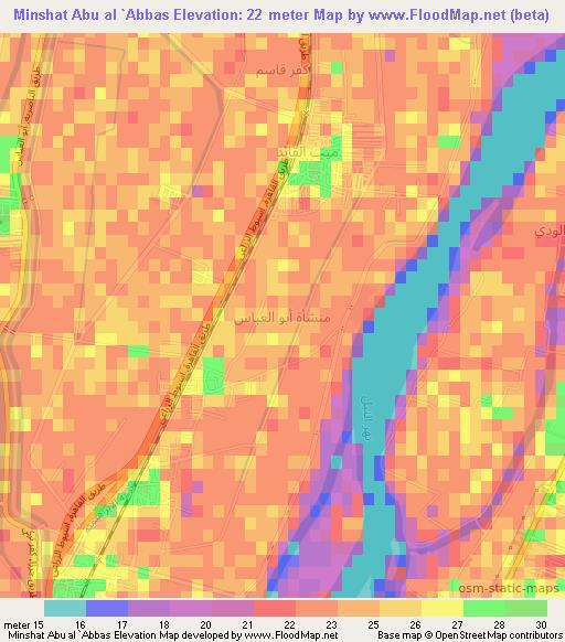 Minshat Abu al `Abbas,Egypt Elevation Map