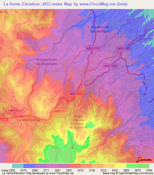 La Venta,Mexico Elevation Map