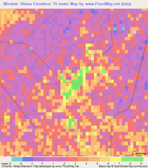 Minshat `Abbas,Egypt Elevation Map