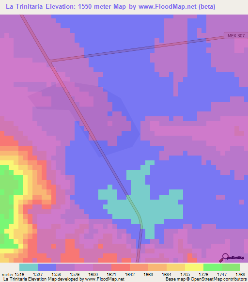 La Trinitaria,Mexico Elevation Map