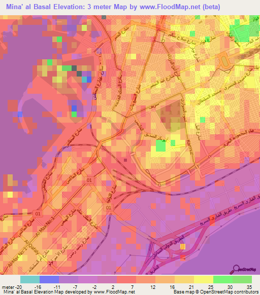 Mina' al Basal,Egypt Elevation Map