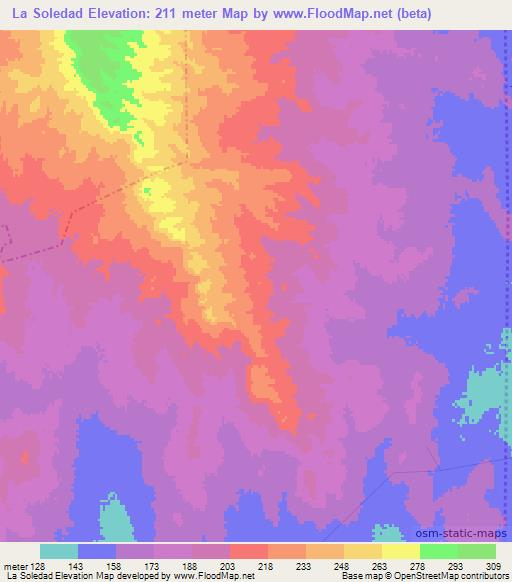 La Soledad,Mexico Elevation Map