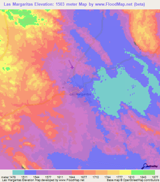 Las Margaritas,Mexico Elevation Map