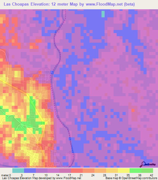 Las Choapas,Mexico Elevation Map