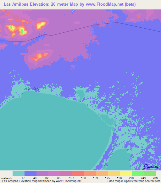 Las Amilpas,Mexico Elevation Map