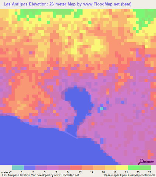 Las Amilpas,Mexico Elevation Map