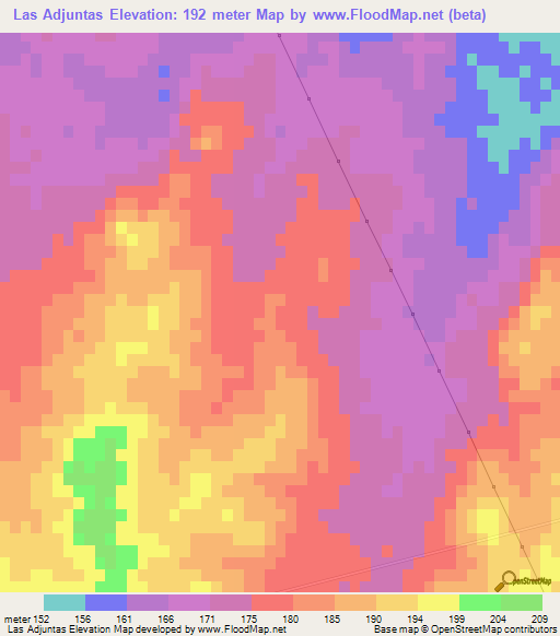 Las Adjuntas,Mexico Elevation Map