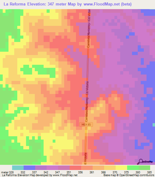 La Reforma,Mexico Elevation Map