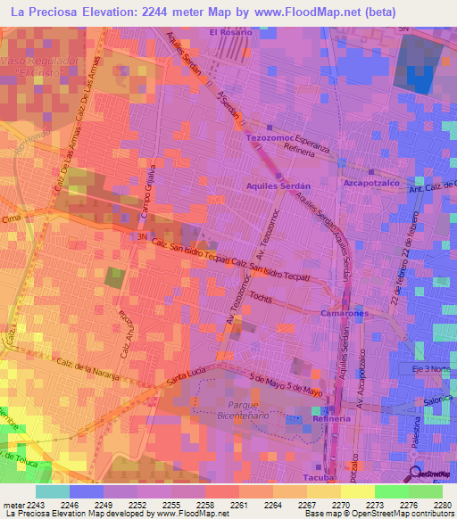 La Preciosa,Mexico Elevation Map