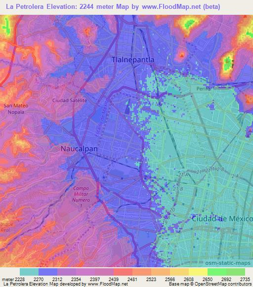 La Petrolera,Mexico Elevation Map