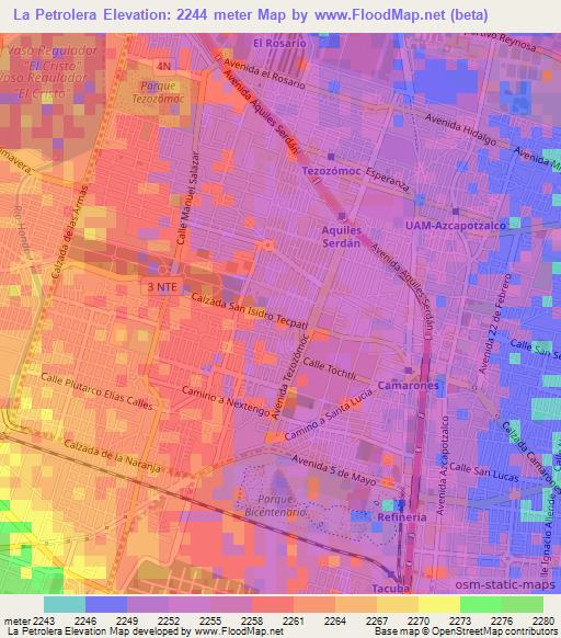 La Petrolera,Mexico Elevation Map