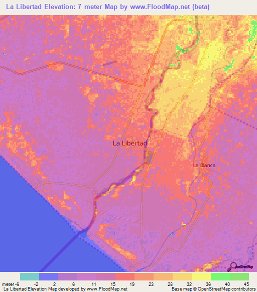 La Libertad,Mexico Elevation Map