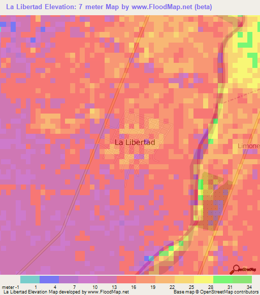 La Libertad,Mexico Elevation Map