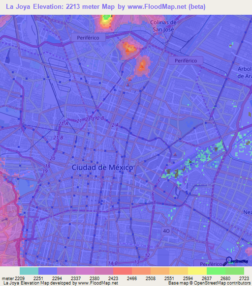 La Joya,Mexico Elevation Map