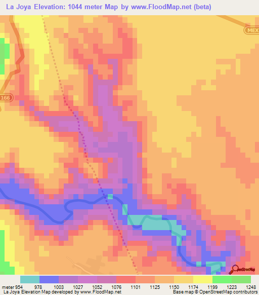 La Joya,Mexico Elevation Map