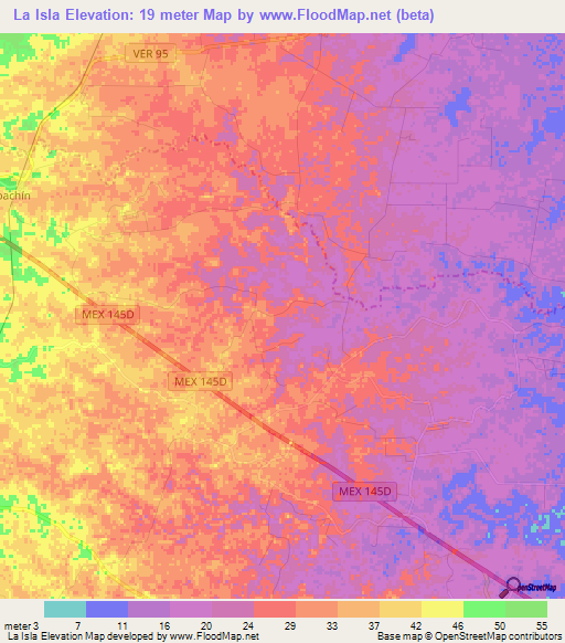 La Isla,Mexico Elevation Map