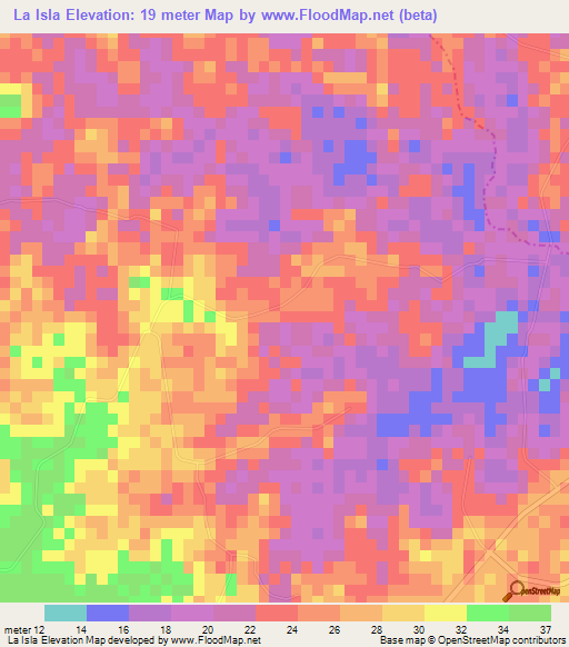 La Isla,Mexico Elevation Map