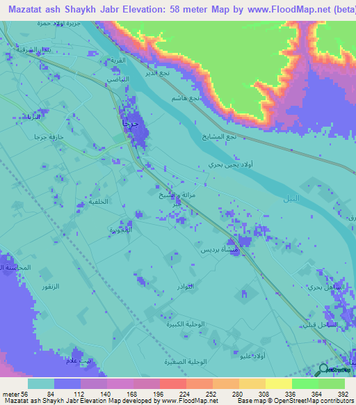 Mazatat ash Shaykh Jabr,Egypt Elevation Map