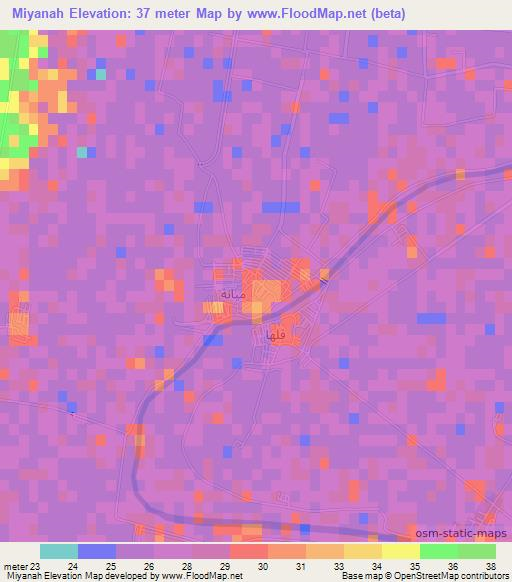 Miyanah,Egypt Elevation Map