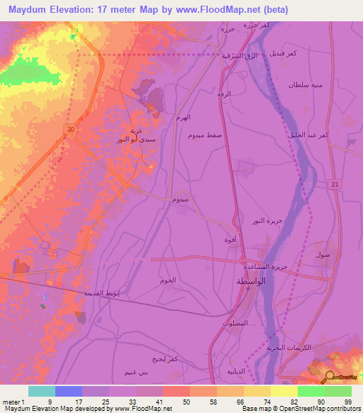 Maydum,Egypt Elevation Map